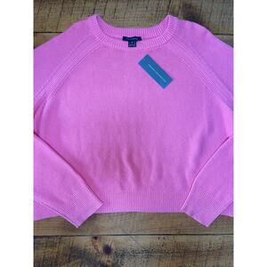 NWT Womens French Connection Aurora Pink Mozart Plus Crew Neck Waffle Sweater 3X